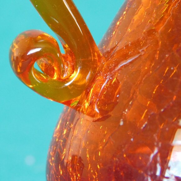 Handblown Amberina crackle glass cruet VGU - Picture 7 of 7